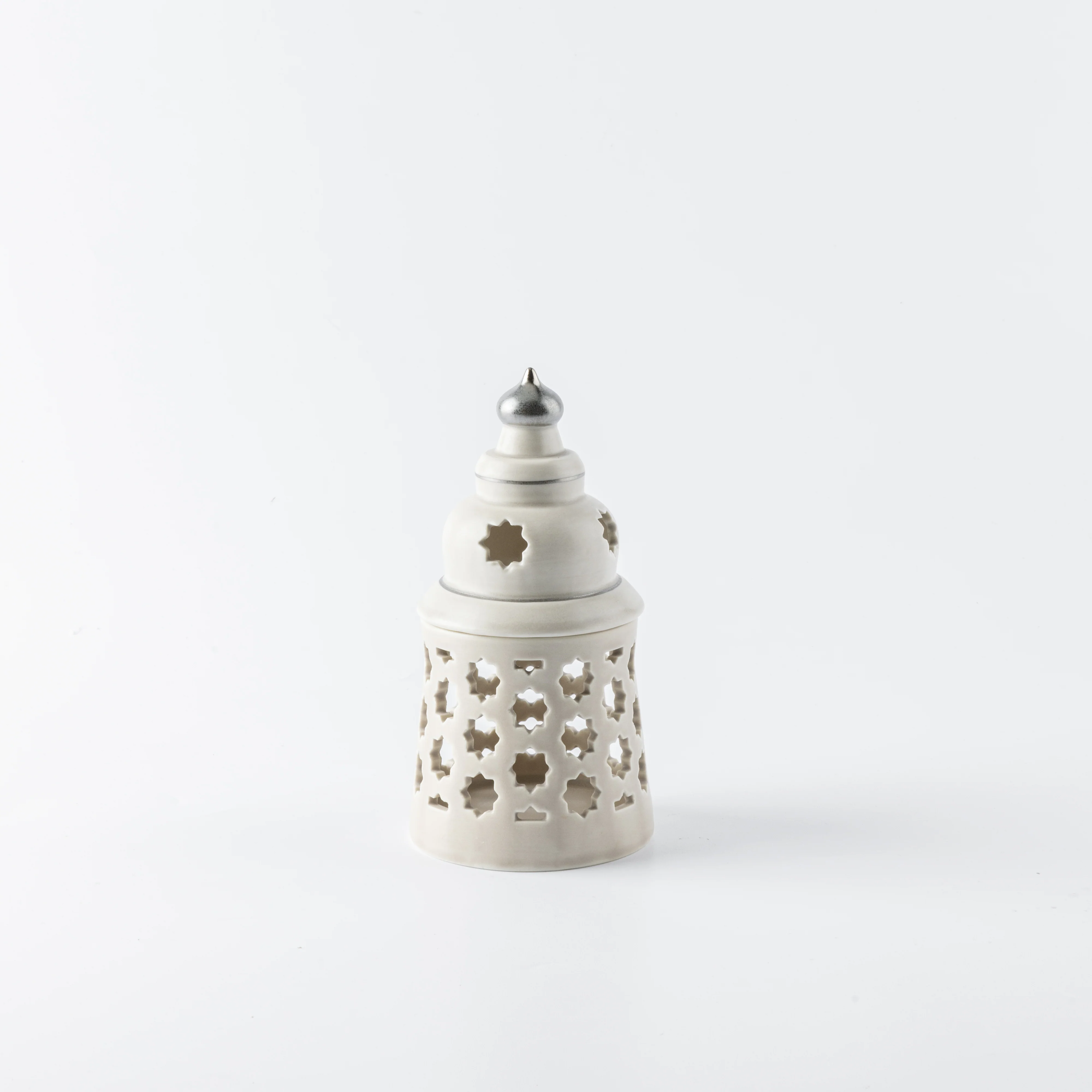 Rosette - Small Candle Holder - Beige & Silver - Image 3