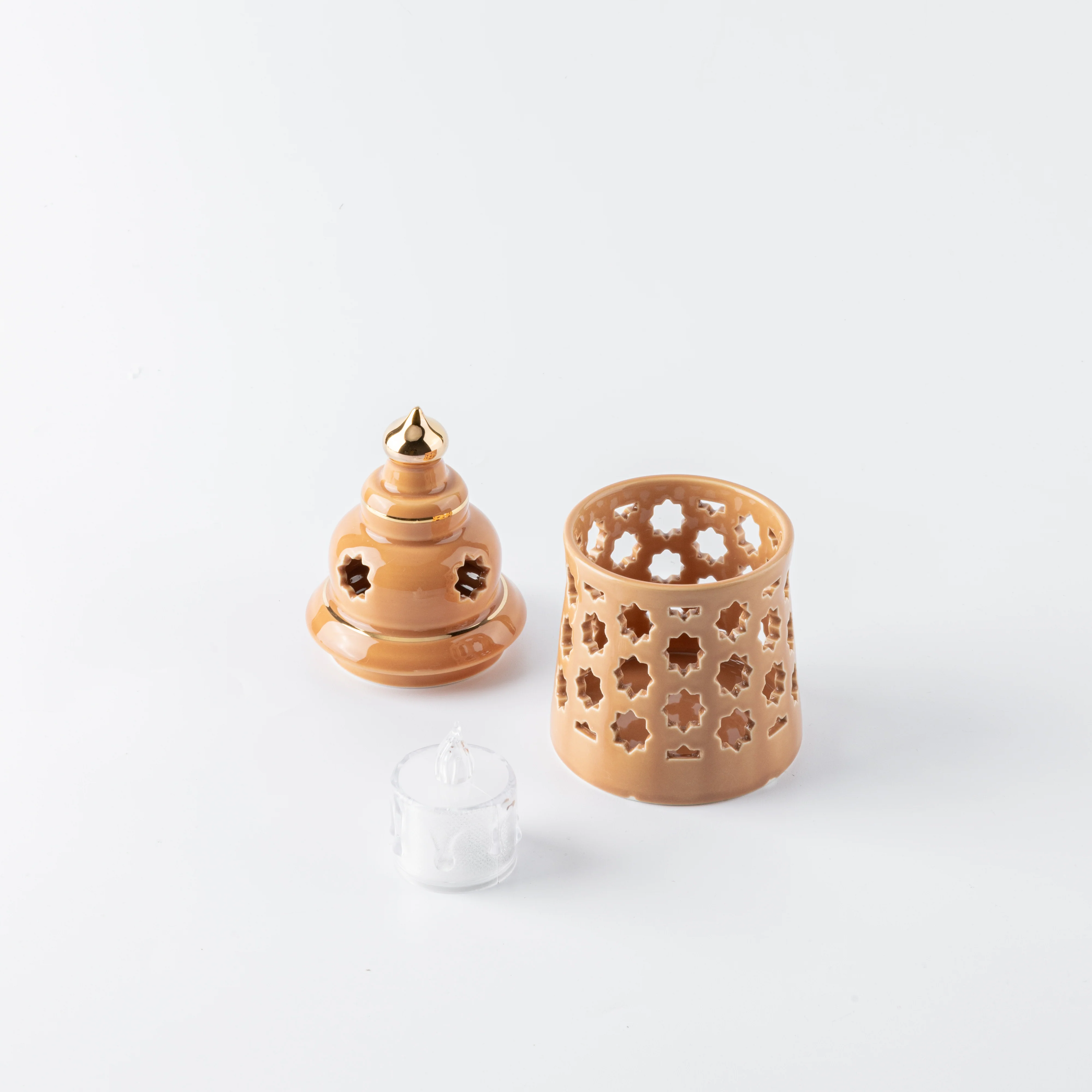 Rosette - Small Candle Holder - Orange & Gold - Image 4