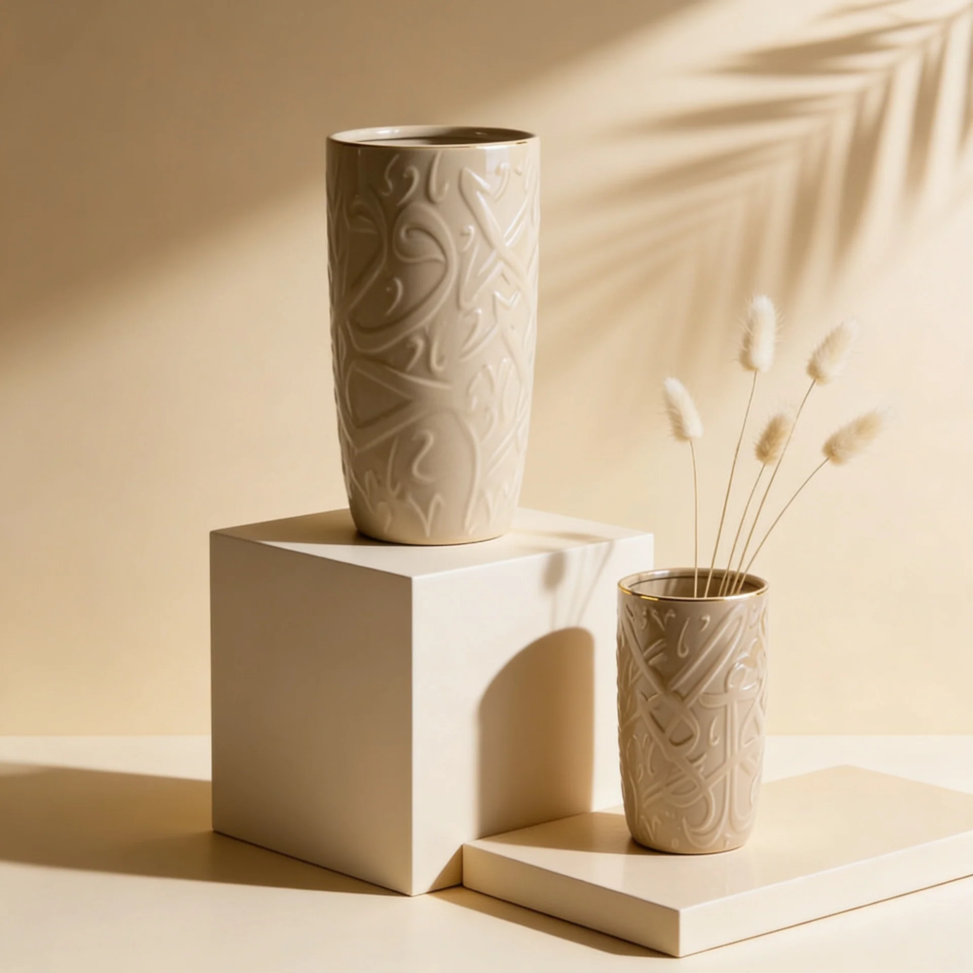Signature Vase Duo - Coffee & Gold