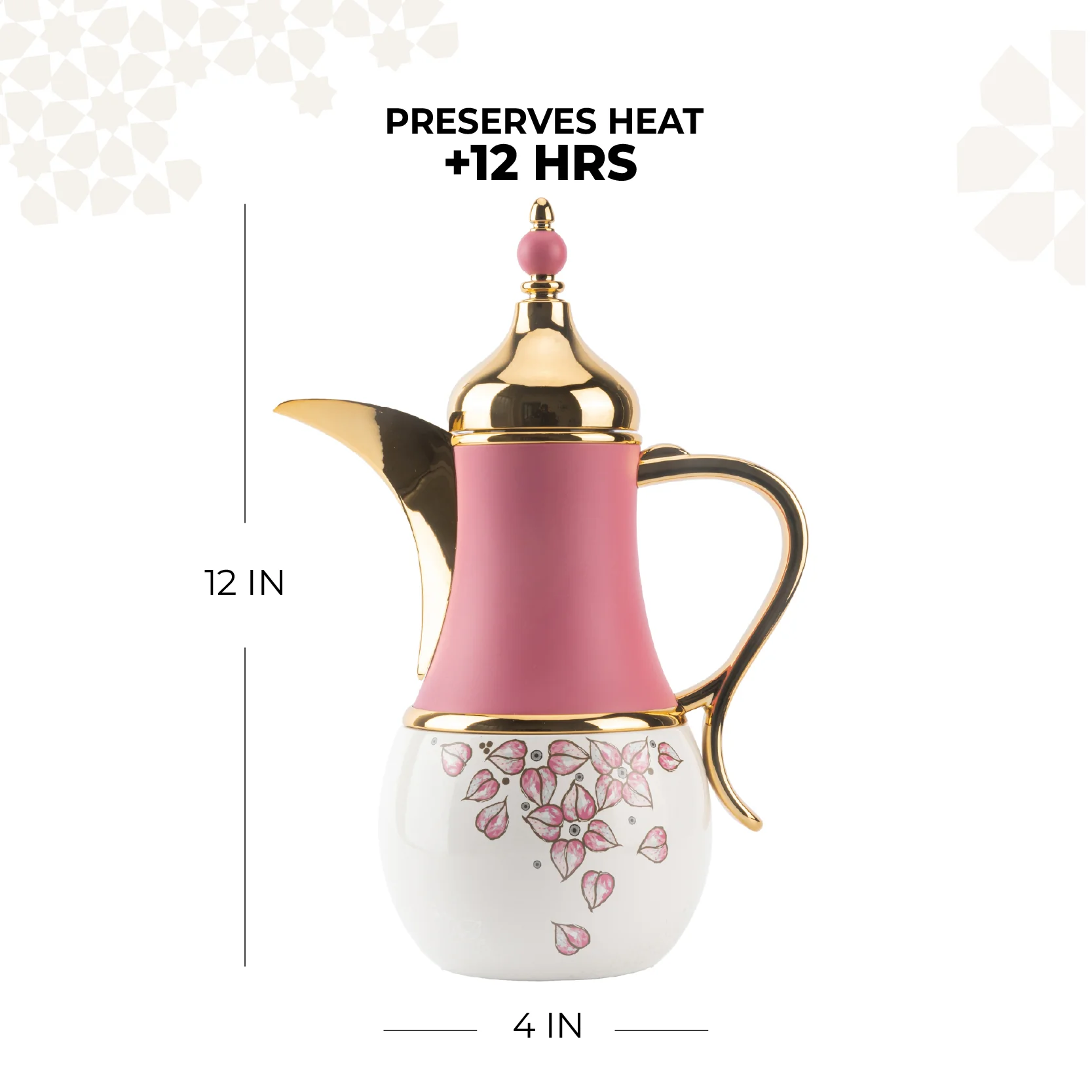 Stylish Lilac - Thermos/Vacuum Flask - Pink & Gold - Image 3