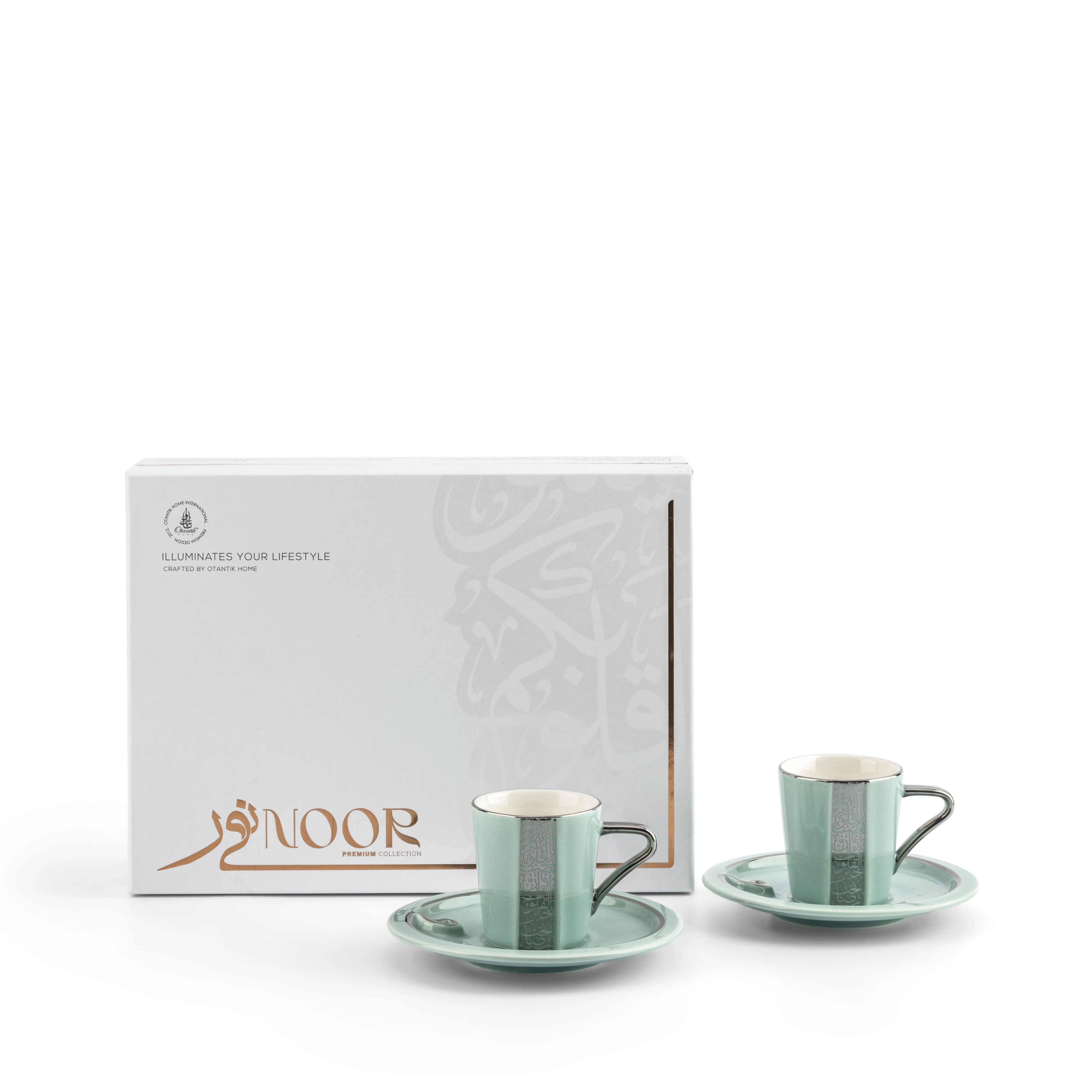 The Noor Luxury Coffee Duo (Set of 2)-Blue & Silver - Image 5