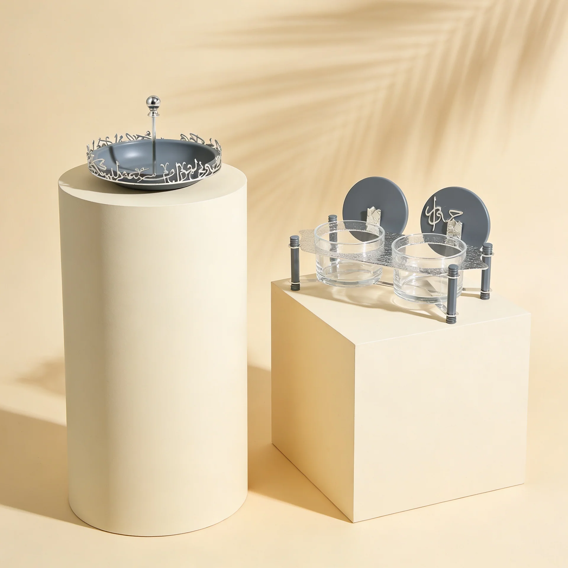 The Refined Medium Serving Set – Haze Blue & Silver