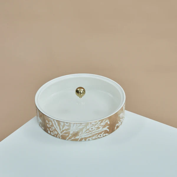 Tolipa - Small Decorative Canister- Brown & Gold - Image 5