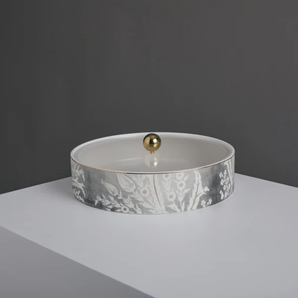 Tolipa - Small Decorative Canister- Grey & Gold