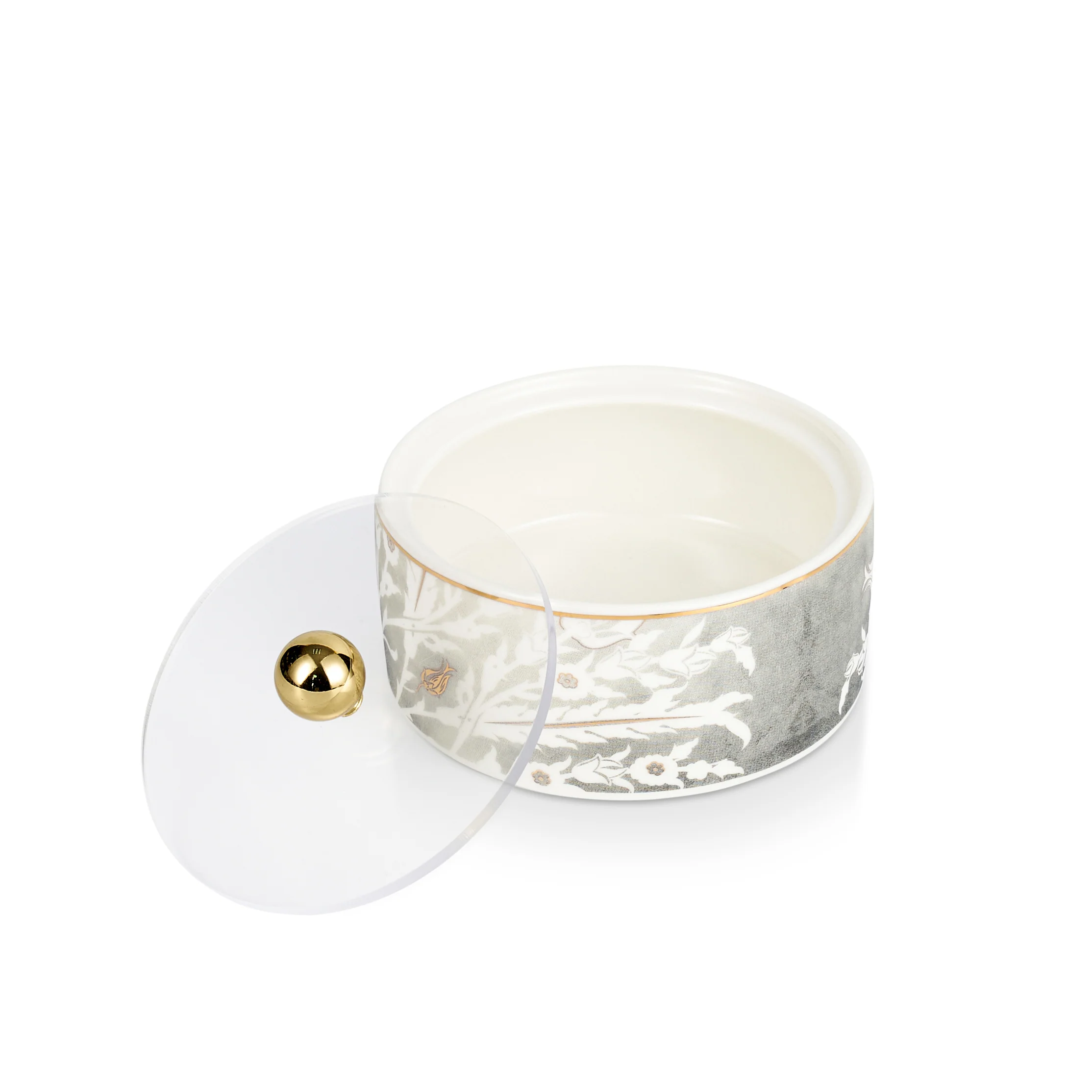 Tolipa - Small Decorative Canister- Grey & Gold - Image 5