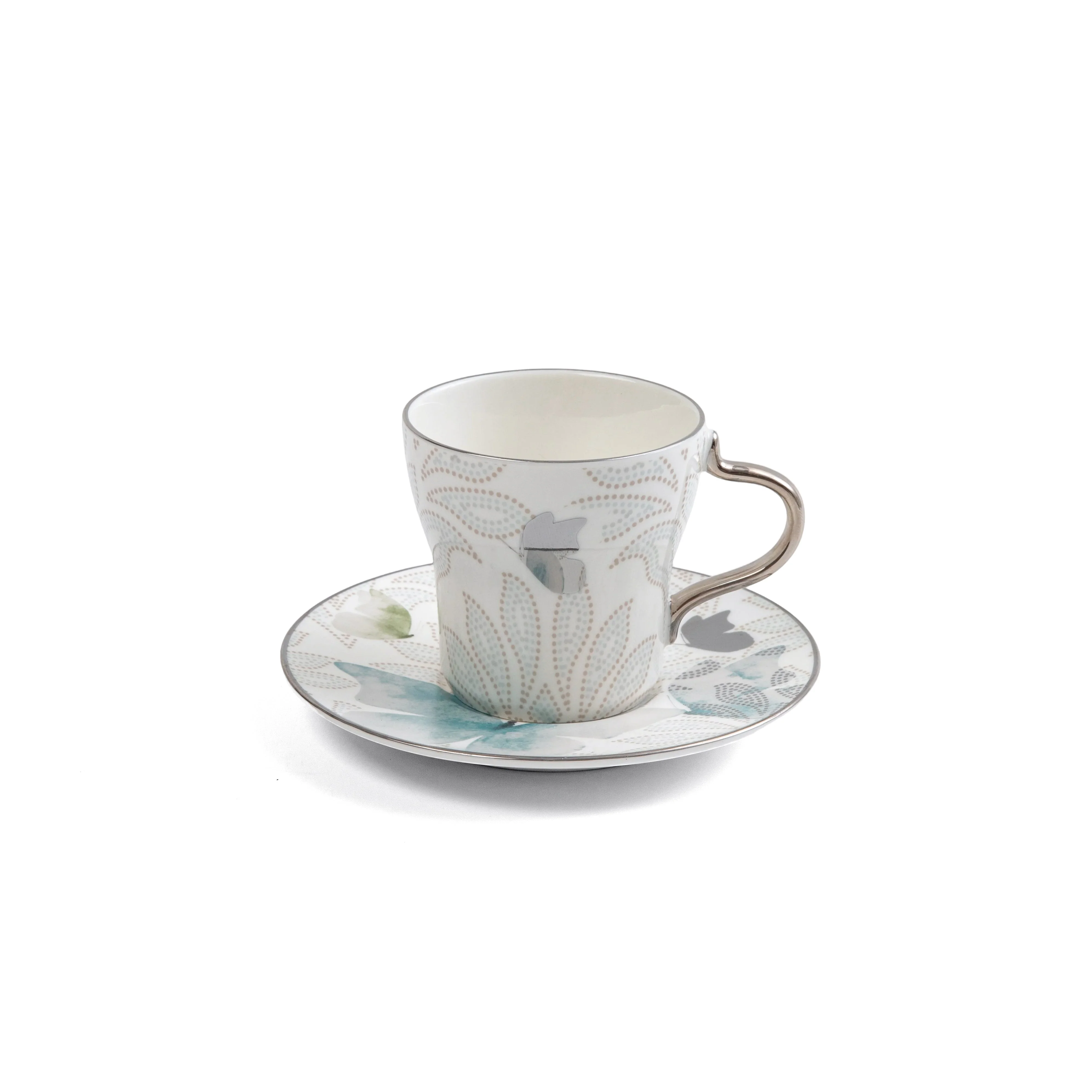 Veloura - Cappuccino Set (12-Pc) - Blue & Silver - Image 4