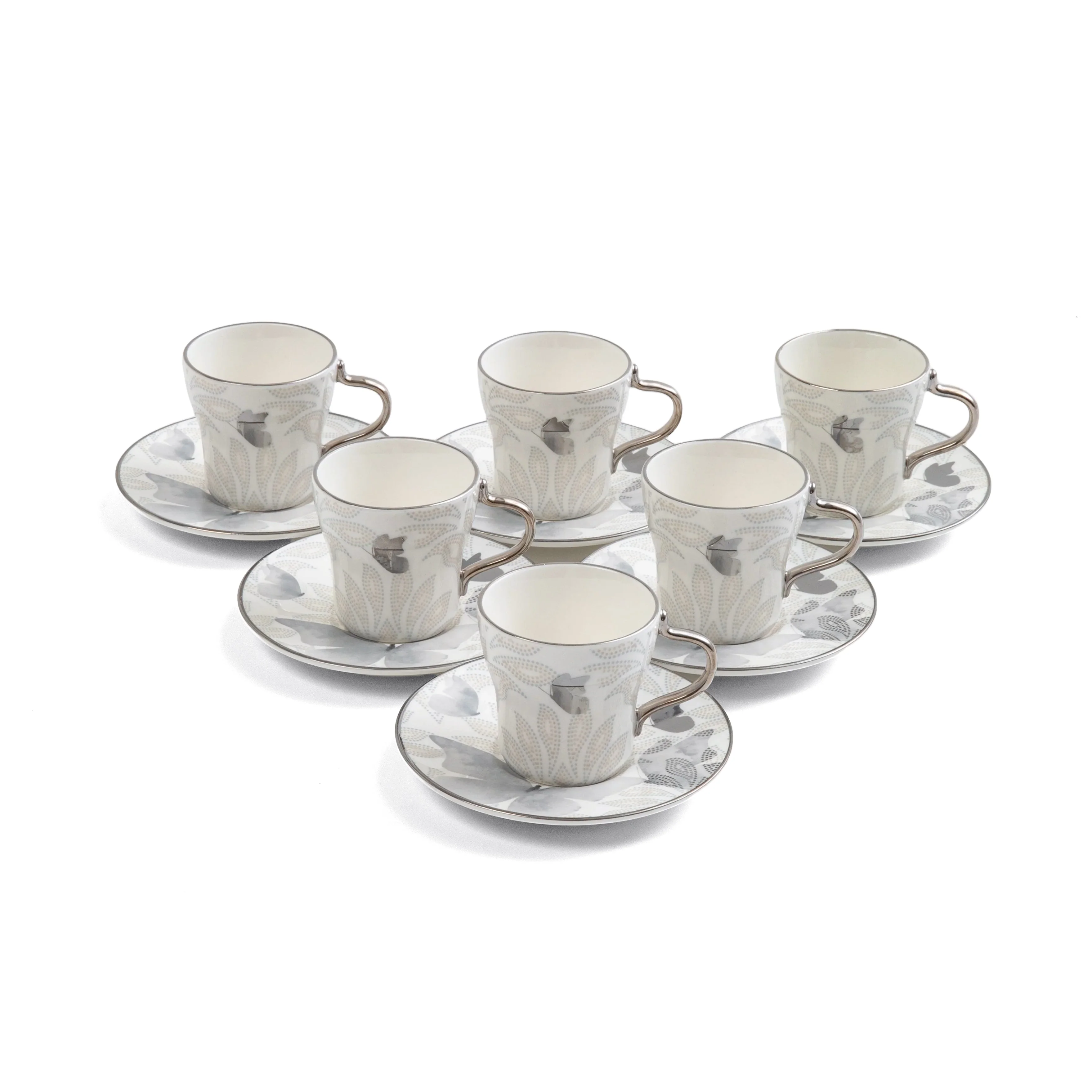 Veloura - Cappuccino Set (12-Pc) - Grey & Silver - Image 3