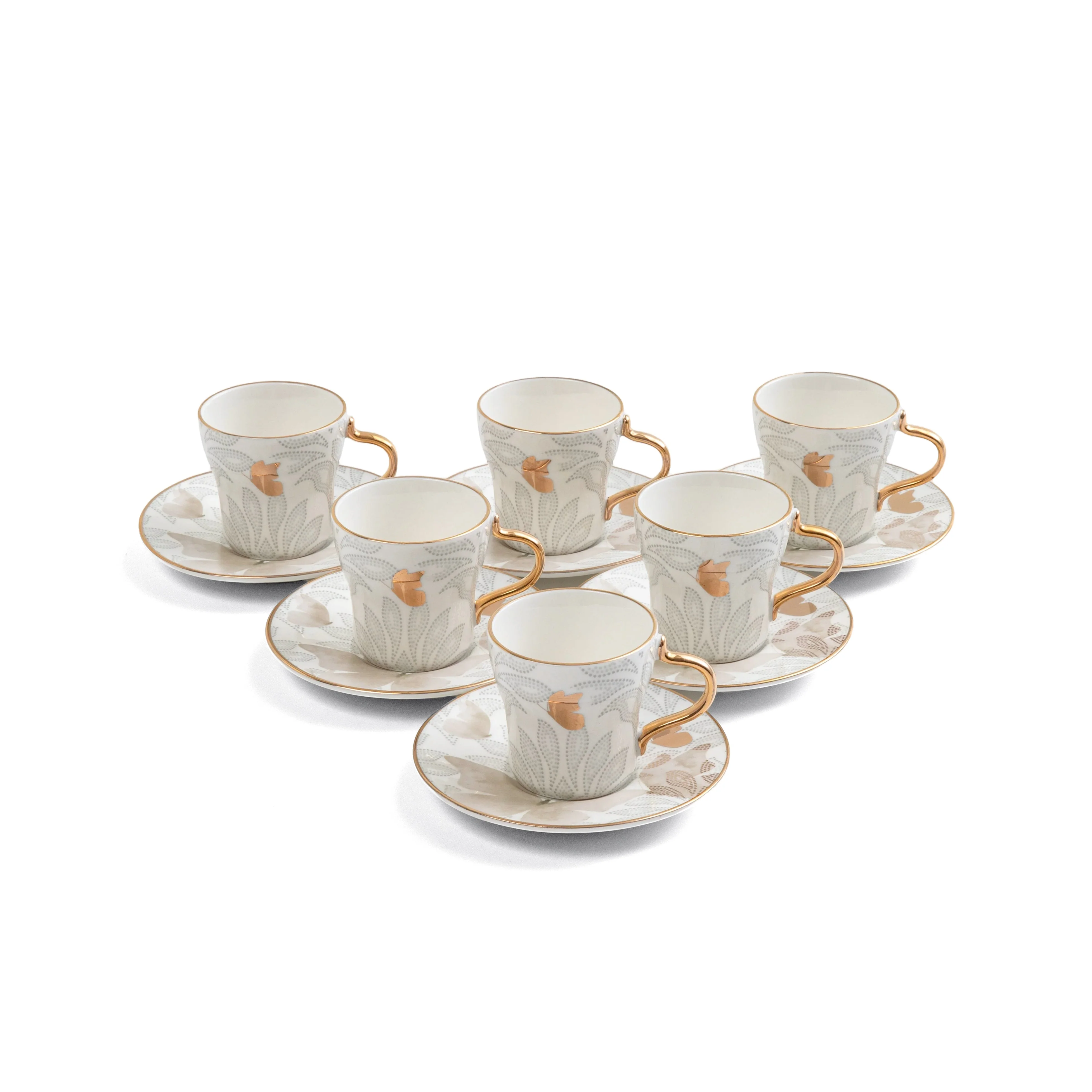 Veloura - Espresso/Turkish Coffee Set (12-Pc) - Brown & Gold - Image 2
