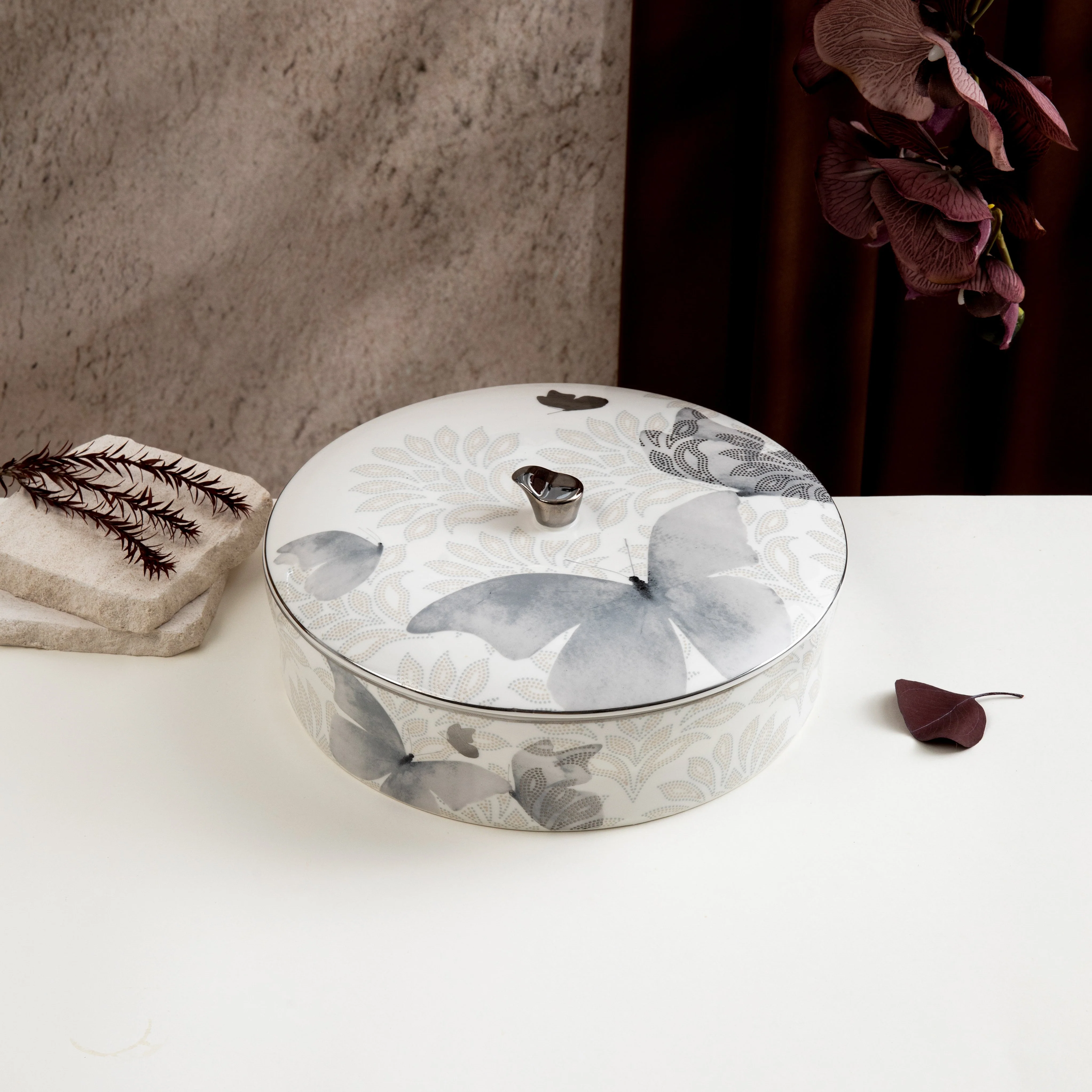 Veloura - Large Decorative Canister - Grey & Silver