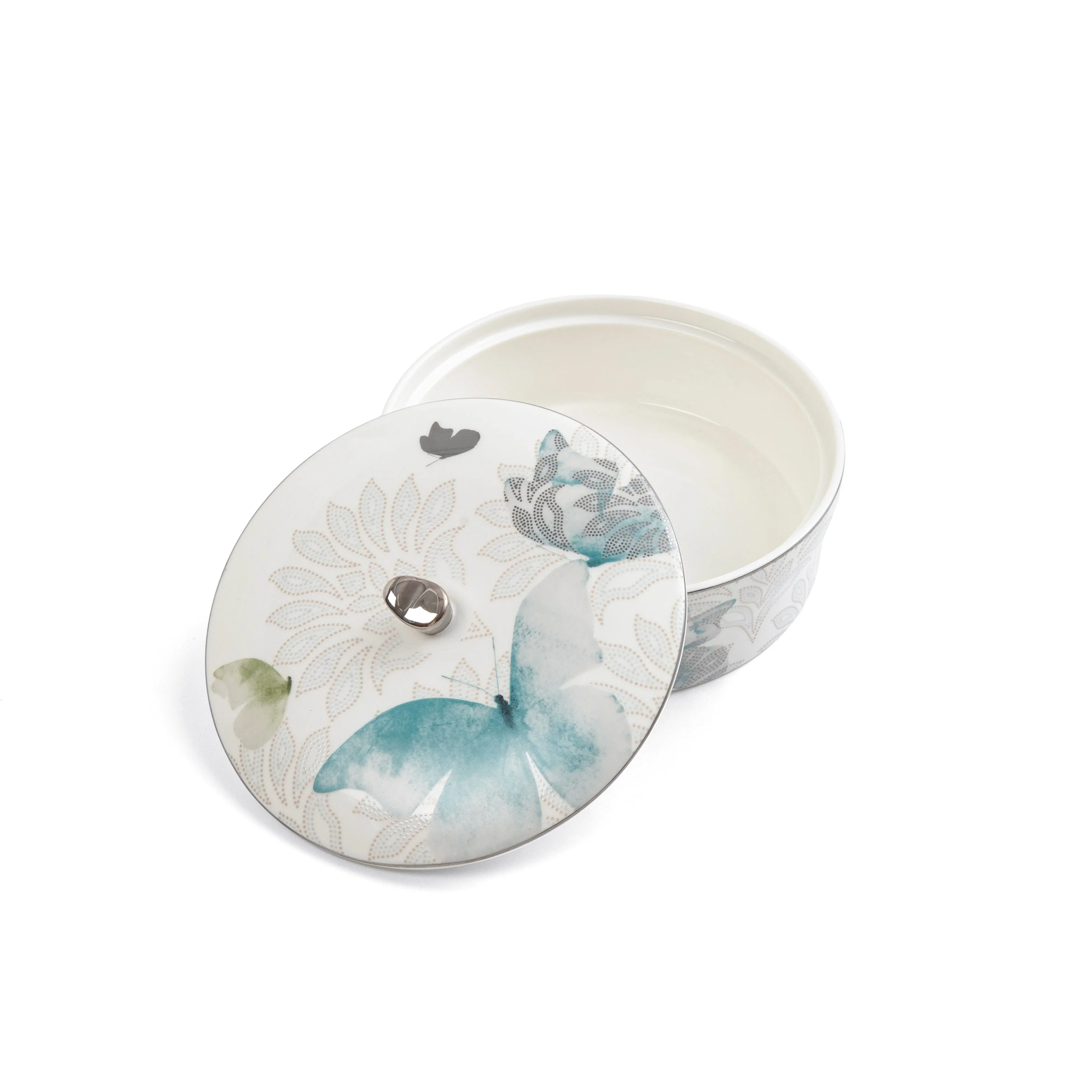 Veloura - Medium Decorative Canister - Blue & Silver - Image 2