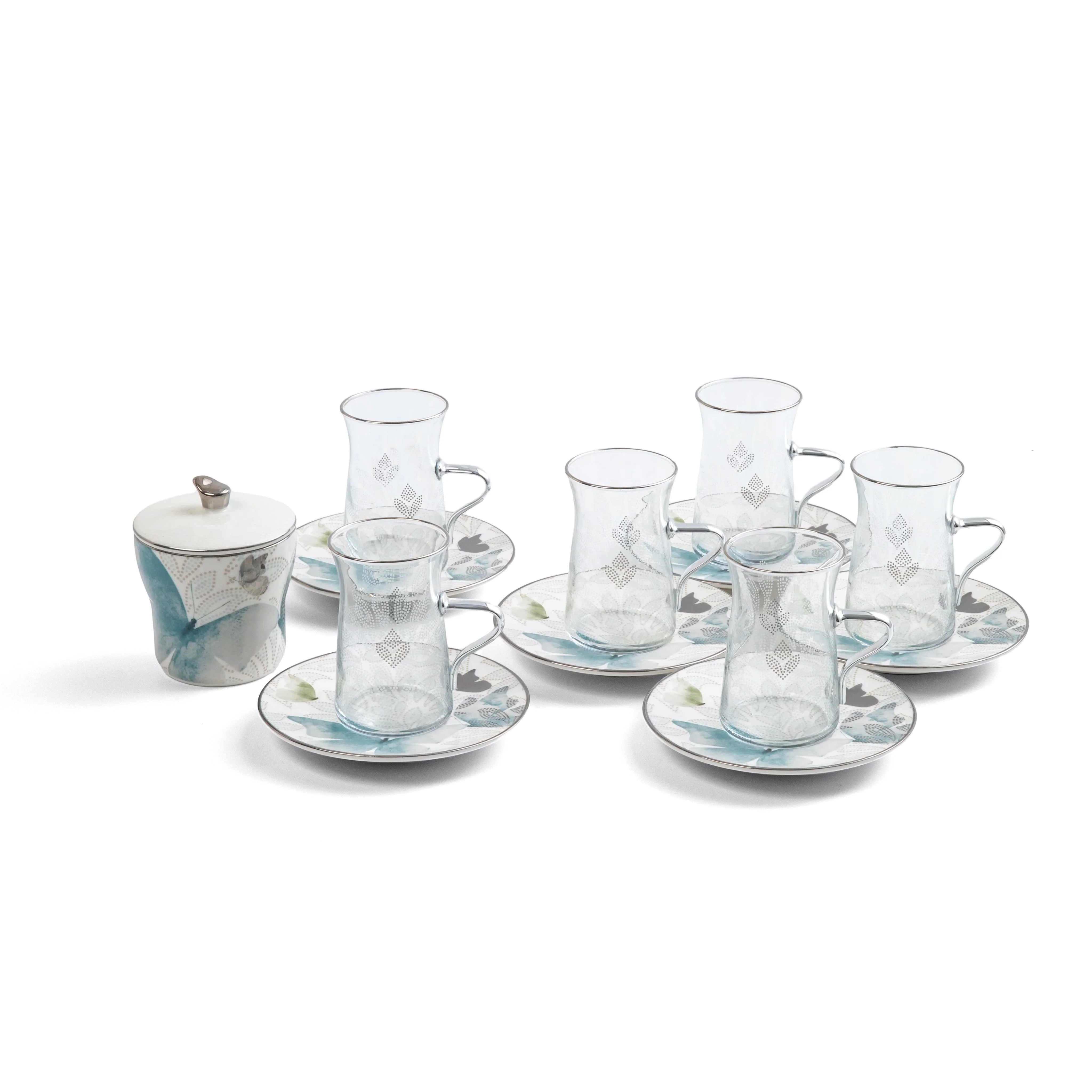 Veloura - Tea Set (13-Pc) - Blue & Silver - Image 2