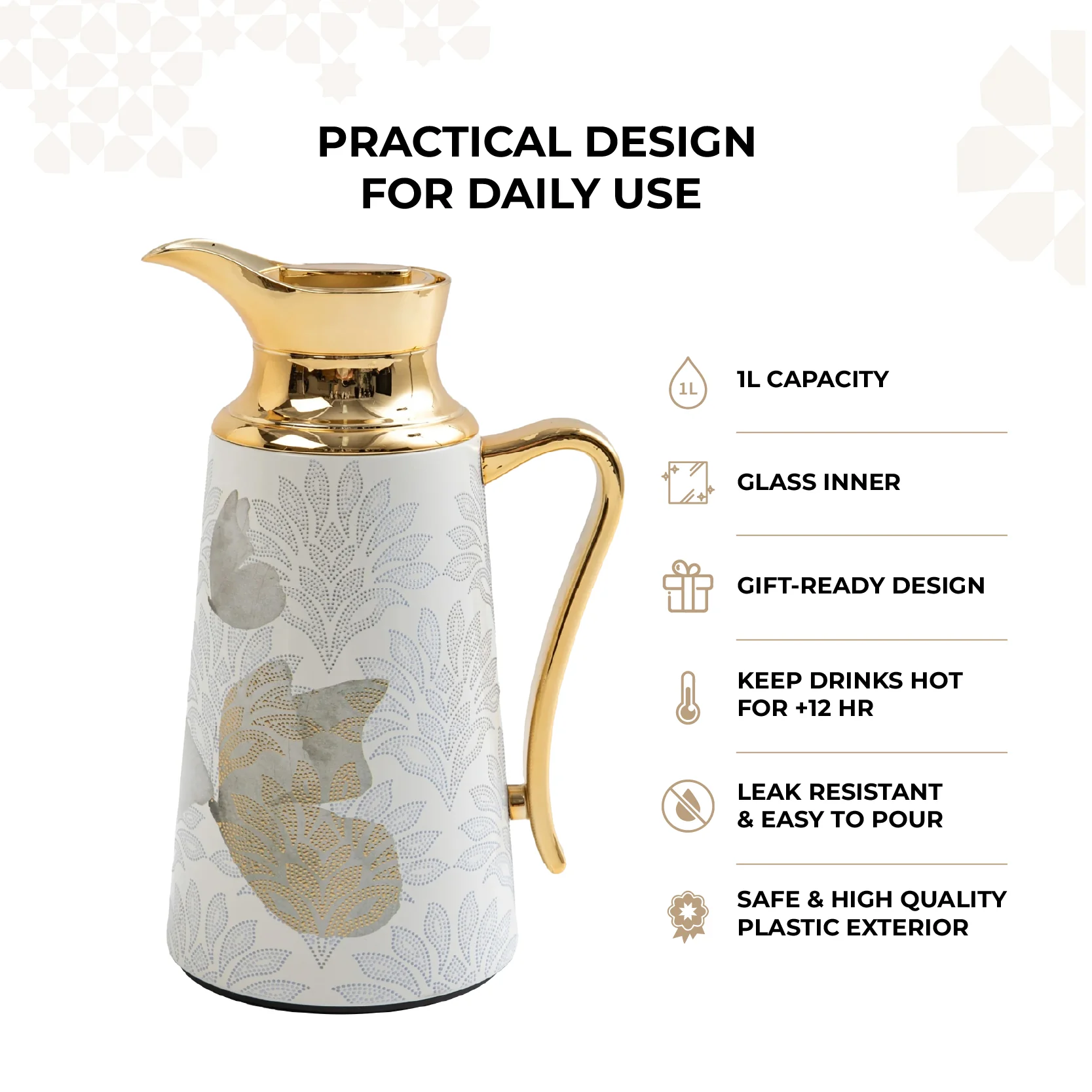 Veloura - Vacuum Flask / Thermos - Brown & Gold - Image 3