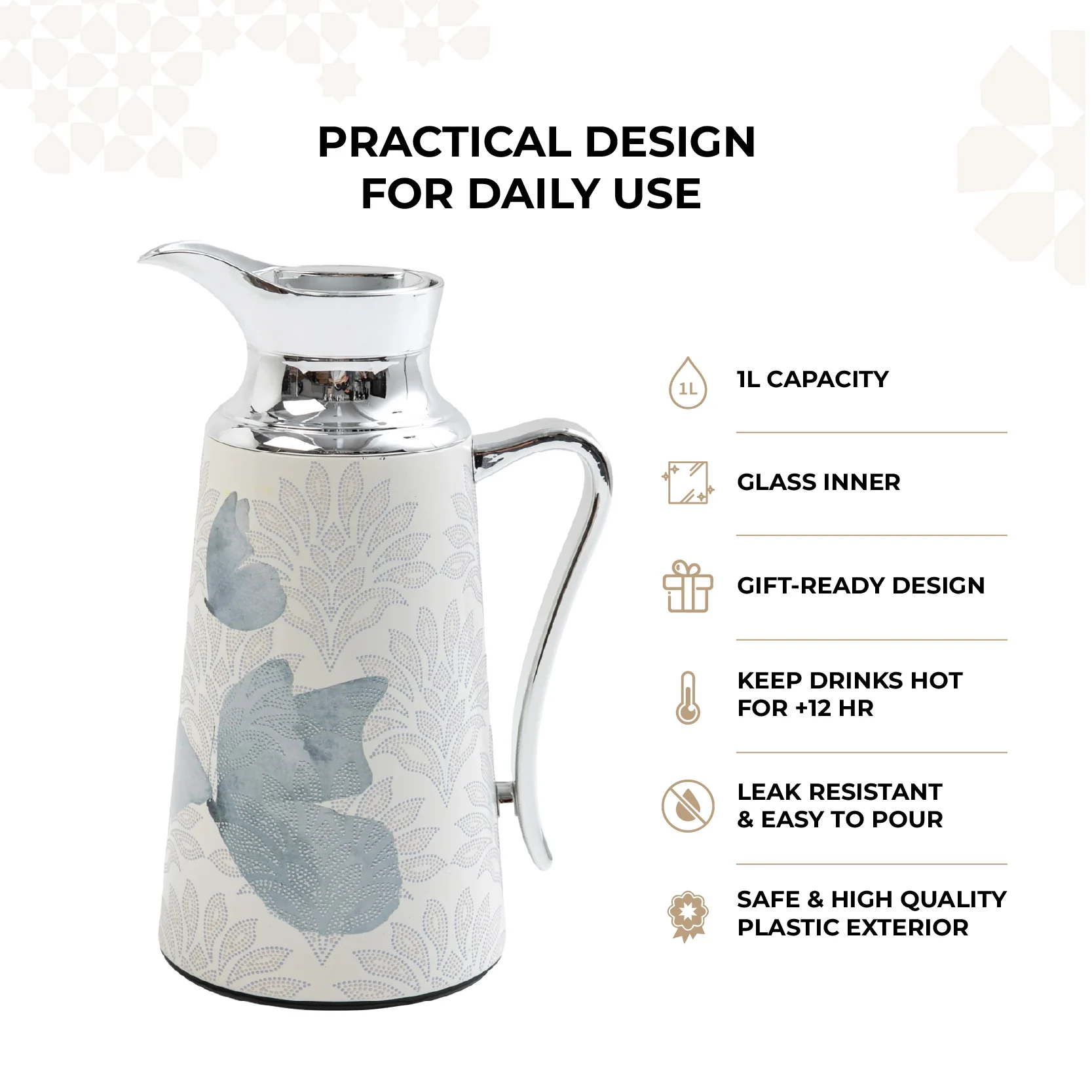 Veloura - Vacuum Flask / Thermos - Grey & Silver - Image 3